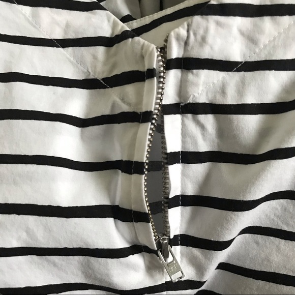 J. CREW Nautical Stripe Cuff Sleeve Blouse Wide Neckline & Zippered V Back - Picture 5 of 7
